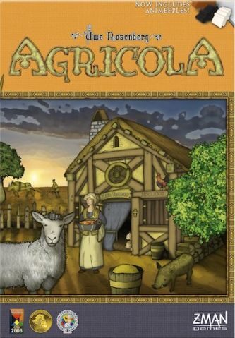 Agricola (2007) by Uwe Rosenberg. Image © BoardGameGeek / Lookout Games. Agricola board game box