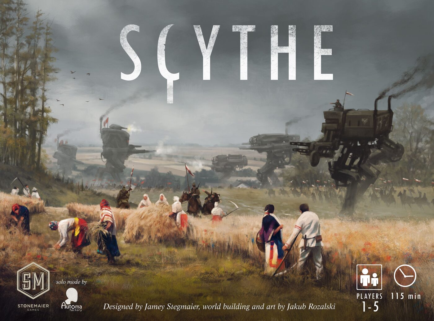 Scythe board game box art - the iconic diesel-punk 1920s Europe setting