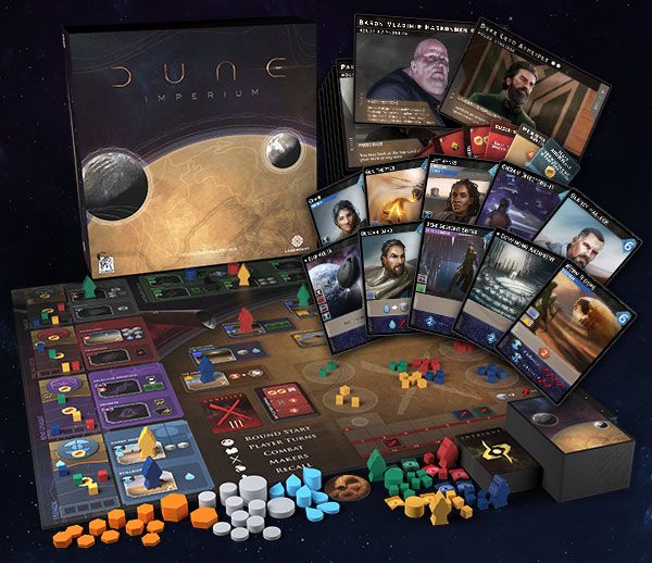 Photo via BoardGameGeek community Dune: Imperium box and components overview