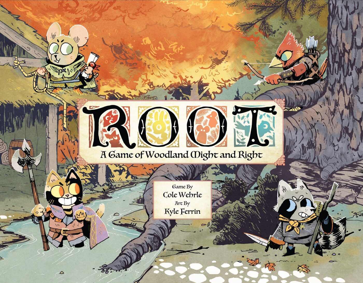 Root board game box art - adorable woodland creatures locked in asymmetric conflict