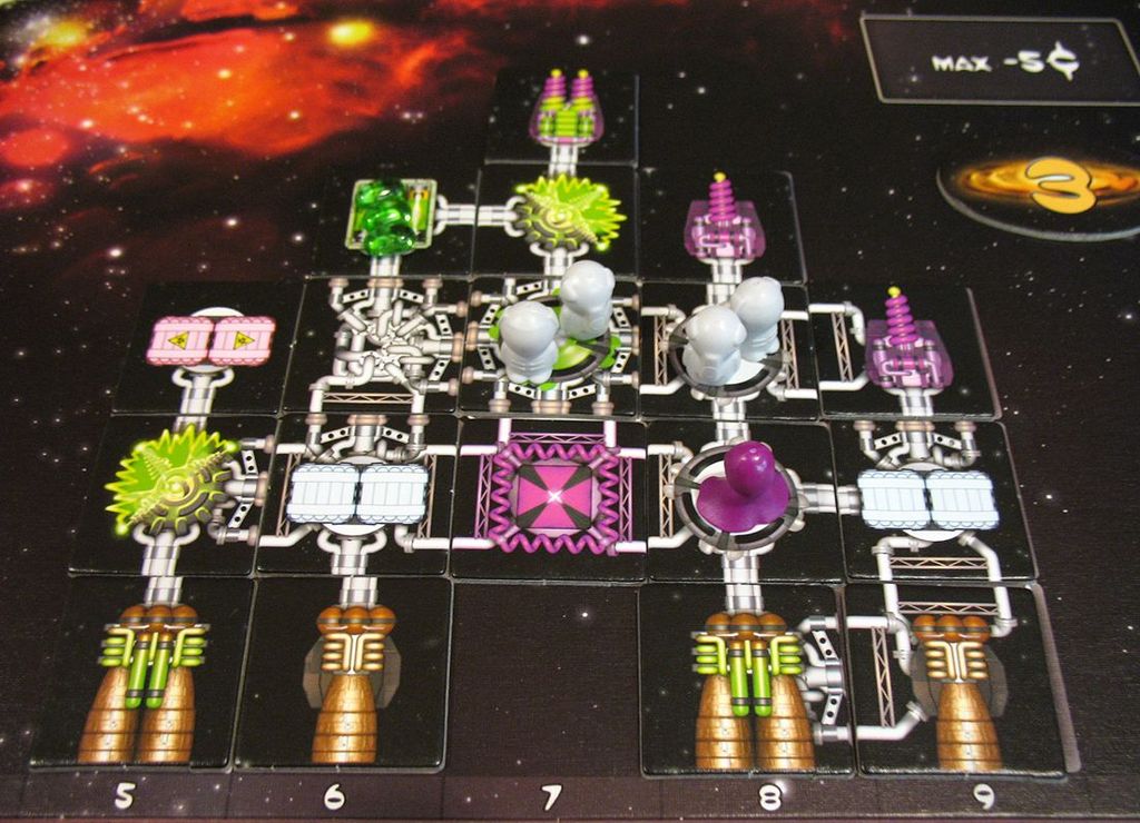 A completed Galaxy Trucker ship ready for launch